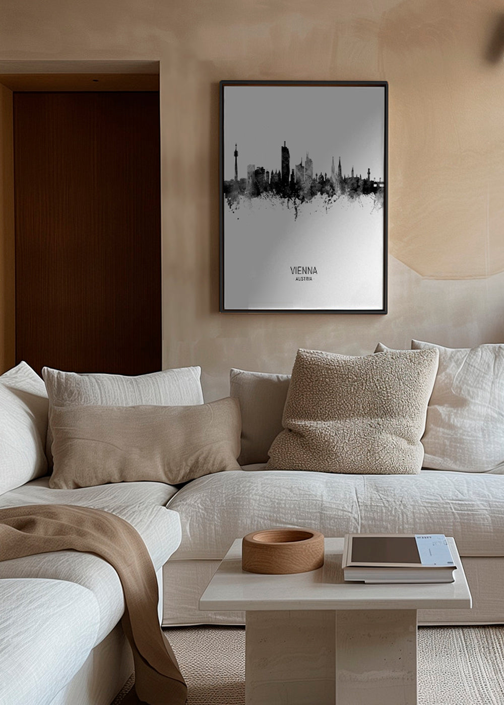 Vienna skyline black and white