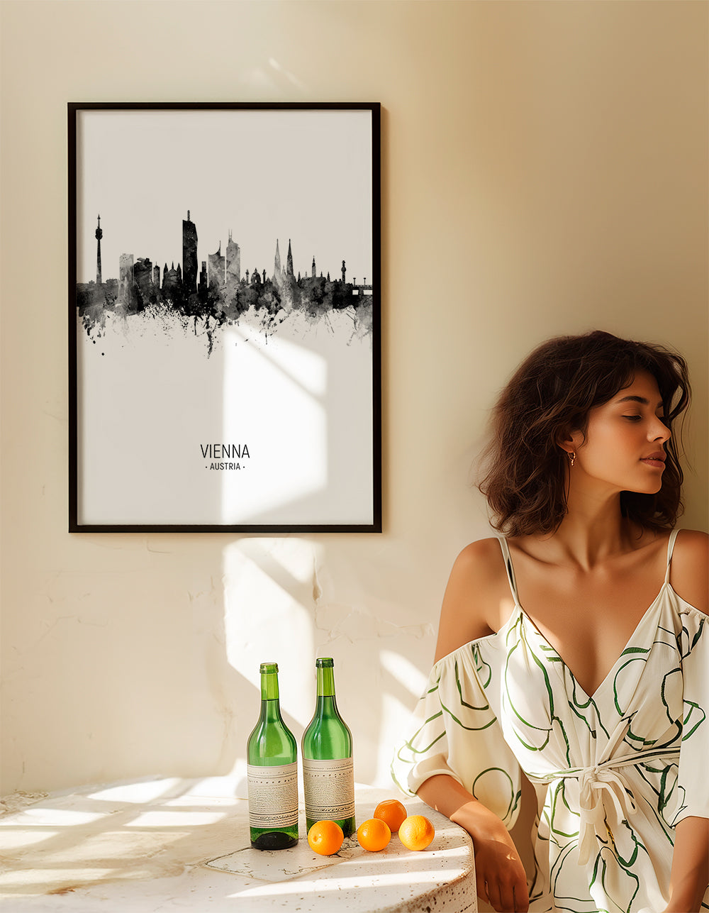 Vienna skyline black and white