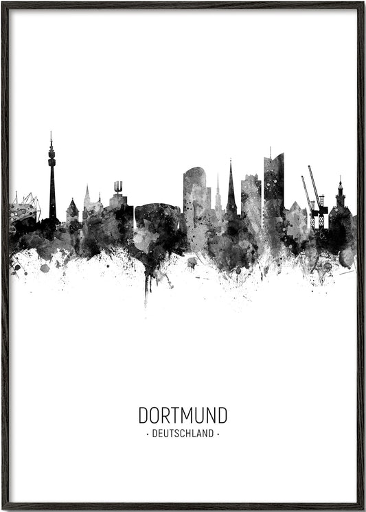 Dortmund skyline black and white