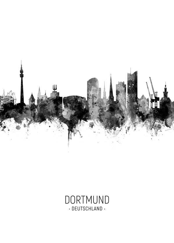 Dortmund skyline black and white
