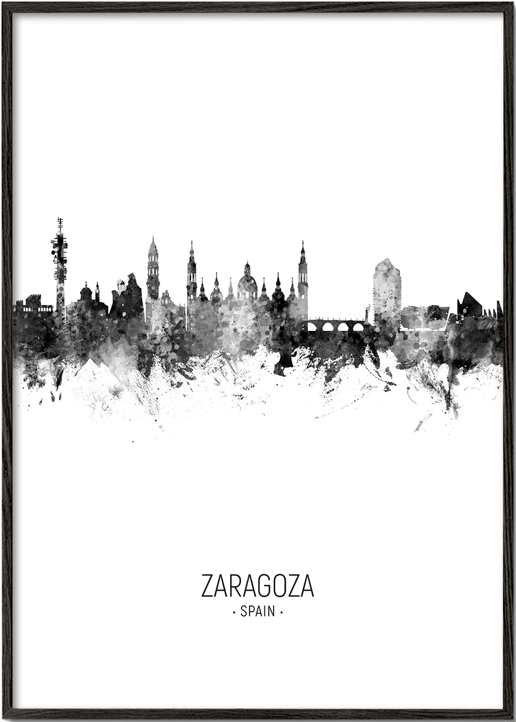 Zaragoza skyline black and white