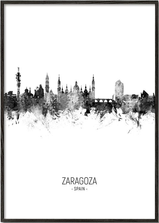 Zaragoza skyline black and white