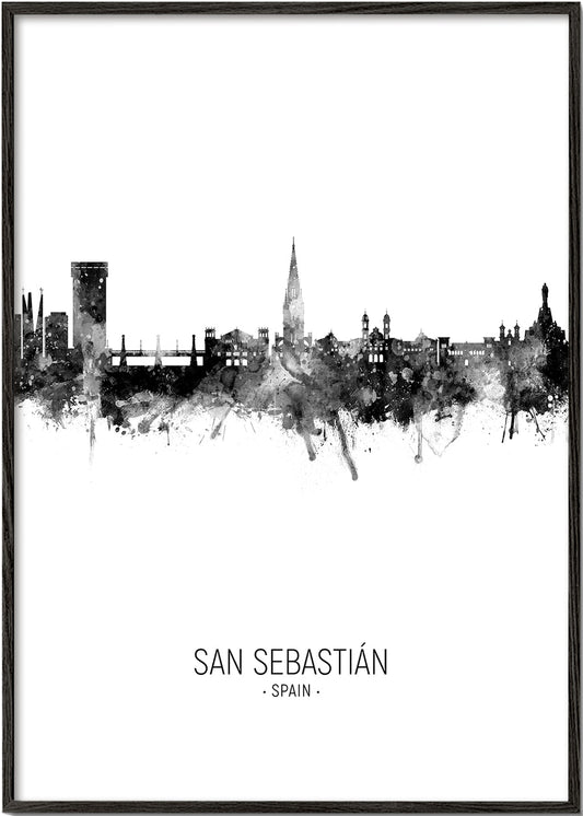 San Sebastián skyline black and white