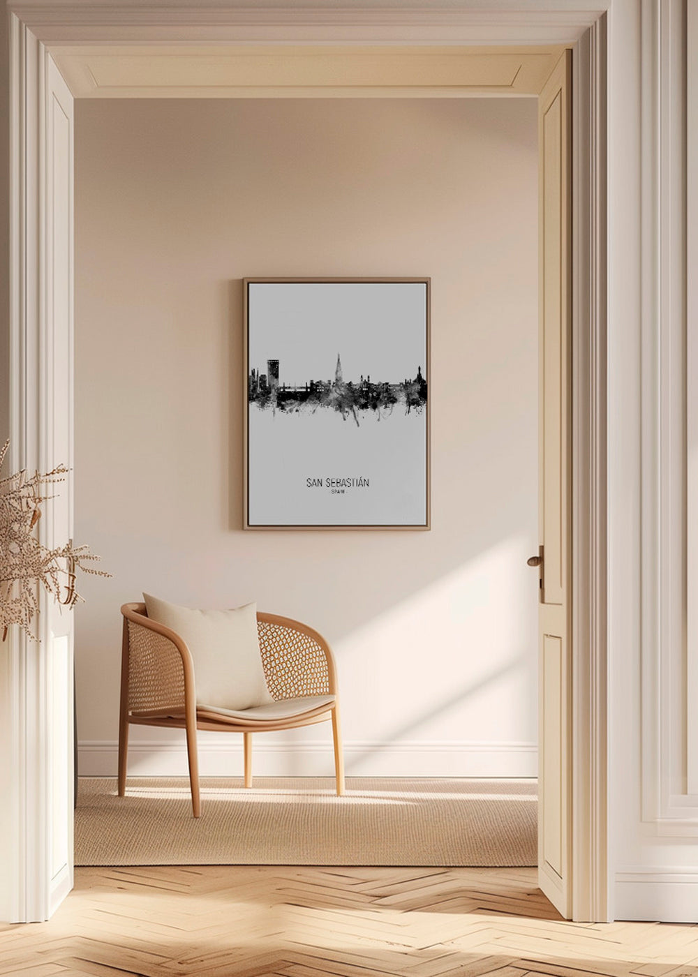 San Sebastián skyline black and white