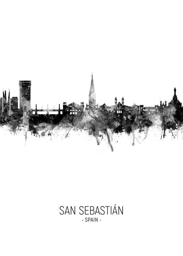 San Sebastián skyline black and white