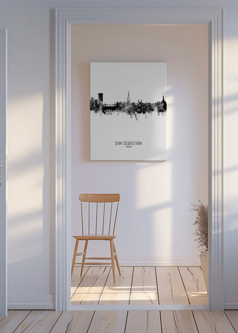 San Sebastián skyline black and white