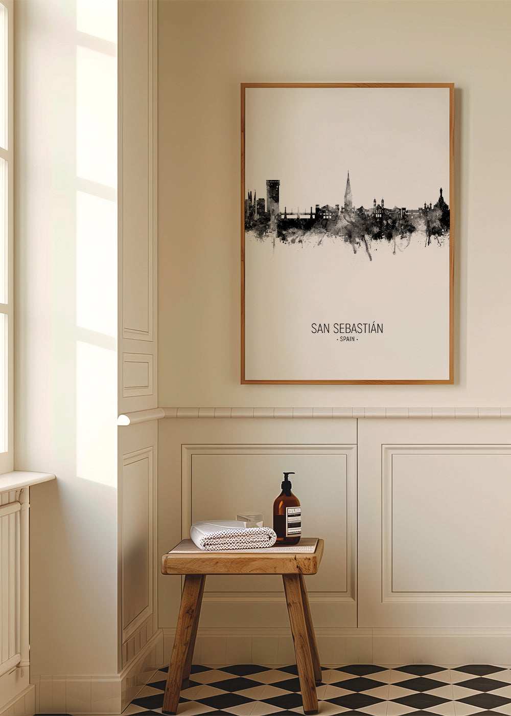 San Sebastián skyline black and white