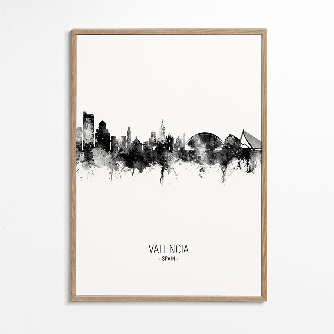 Valencia skyline black and white