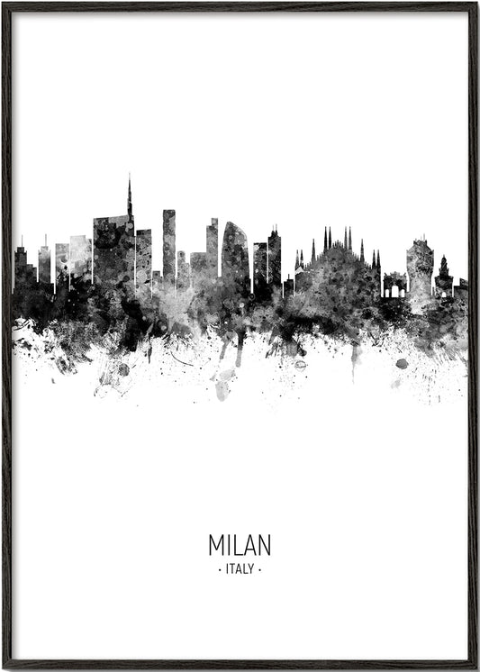 Milan skyline black and white