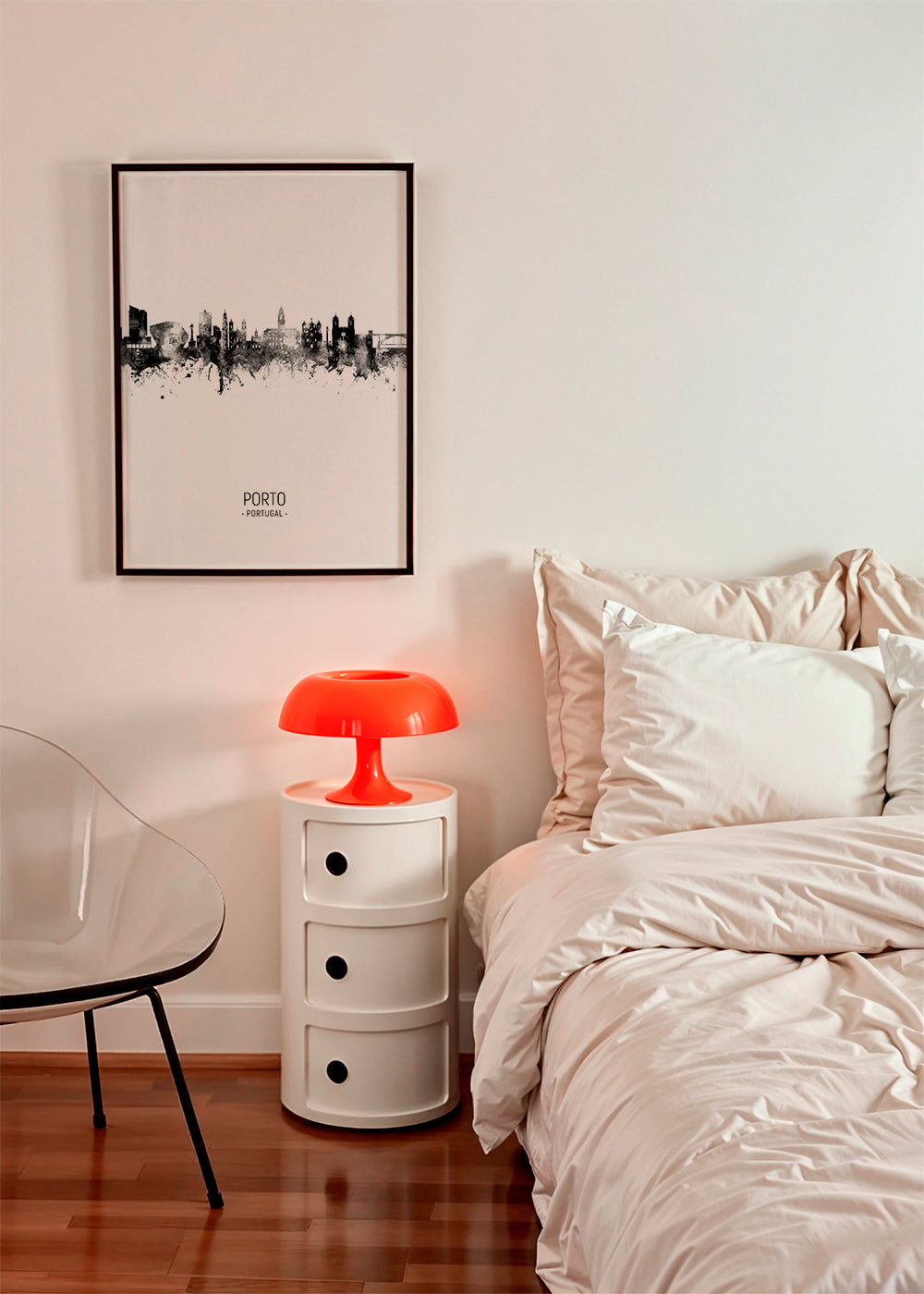 Porto skyline black and white