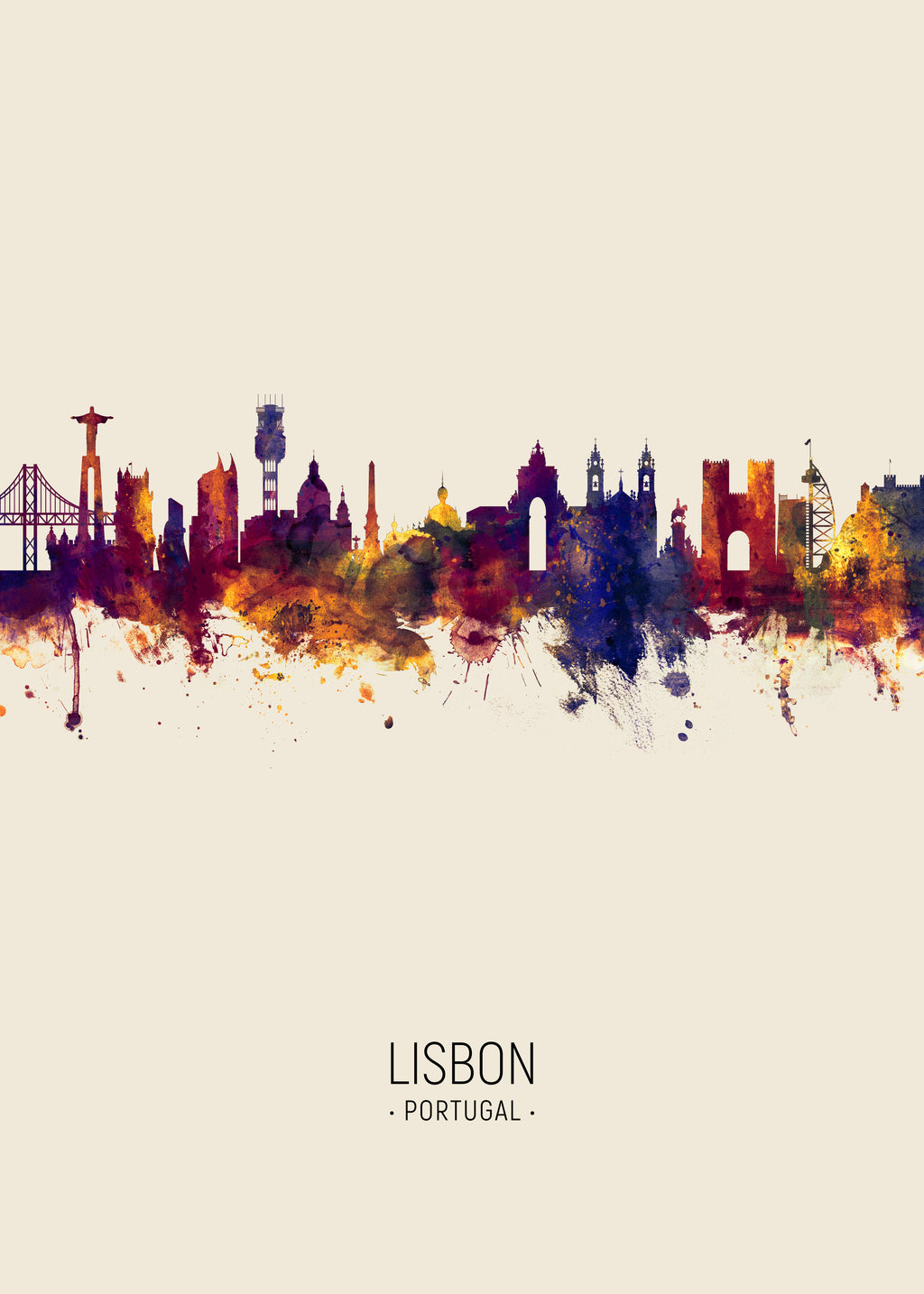 Lisbon Skyline en beige - Unframed art print