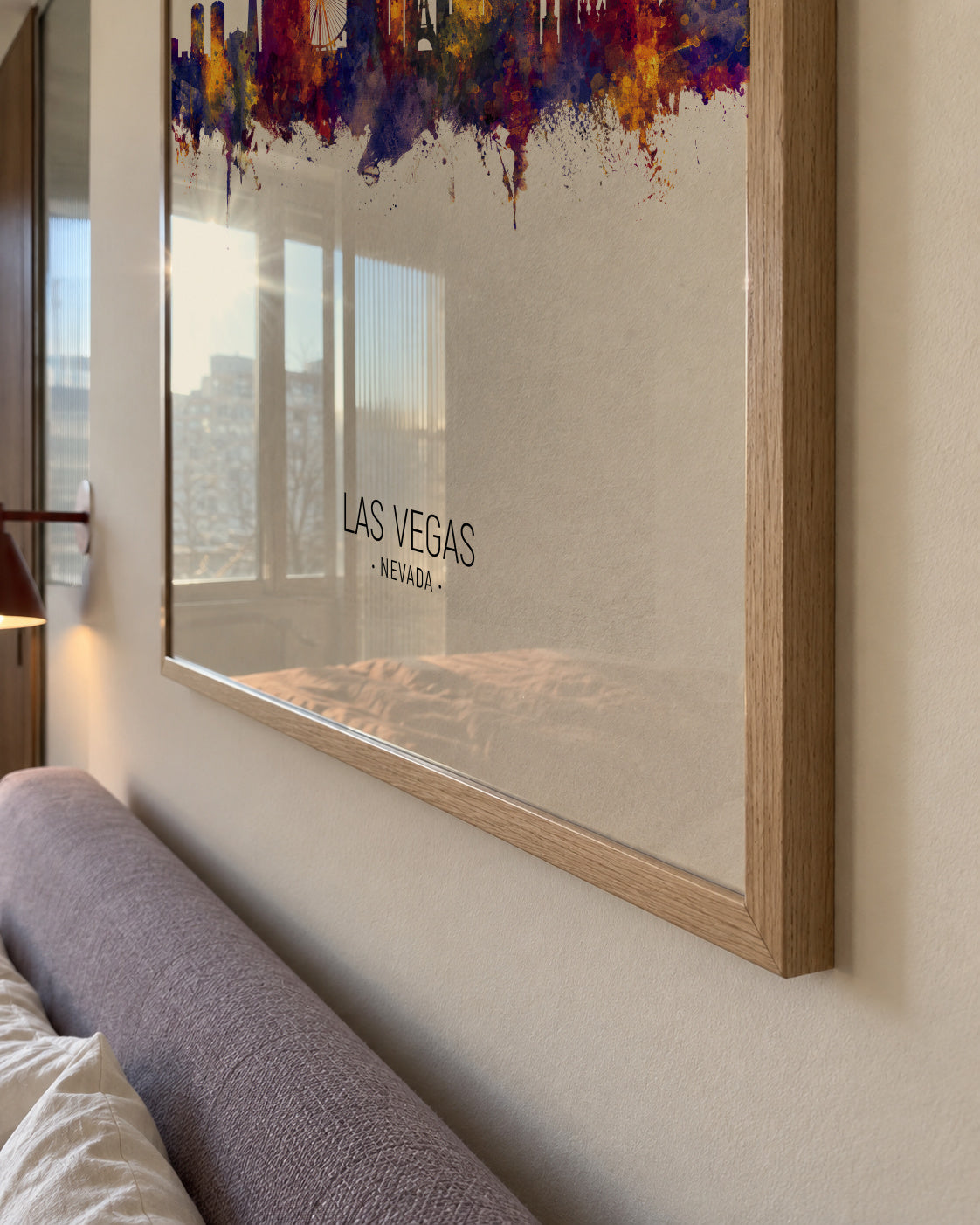 Las Vegas Skyline en beige - Framed poster detail