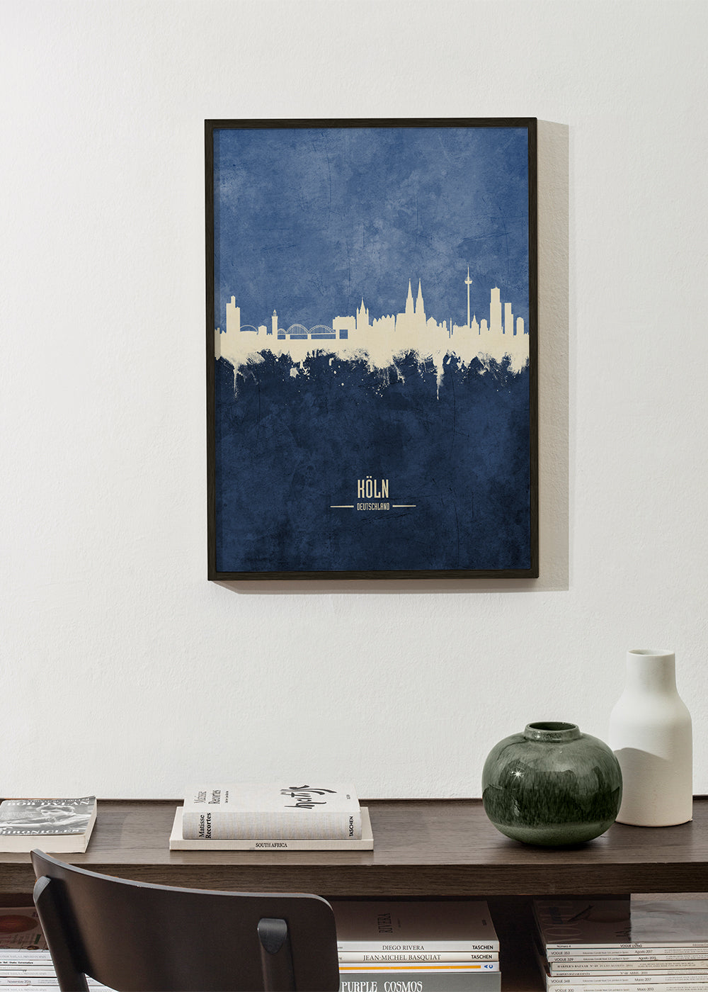 Cologne skyline blue