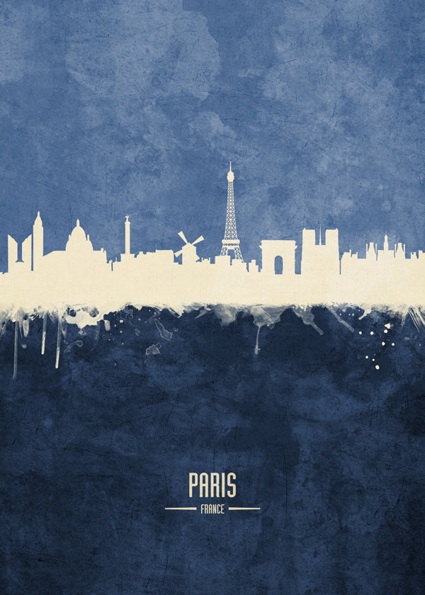 Paris skyline blue