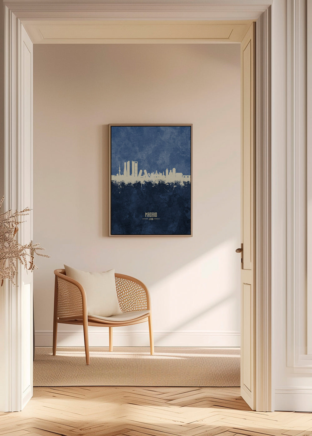 Madrid skyline blue