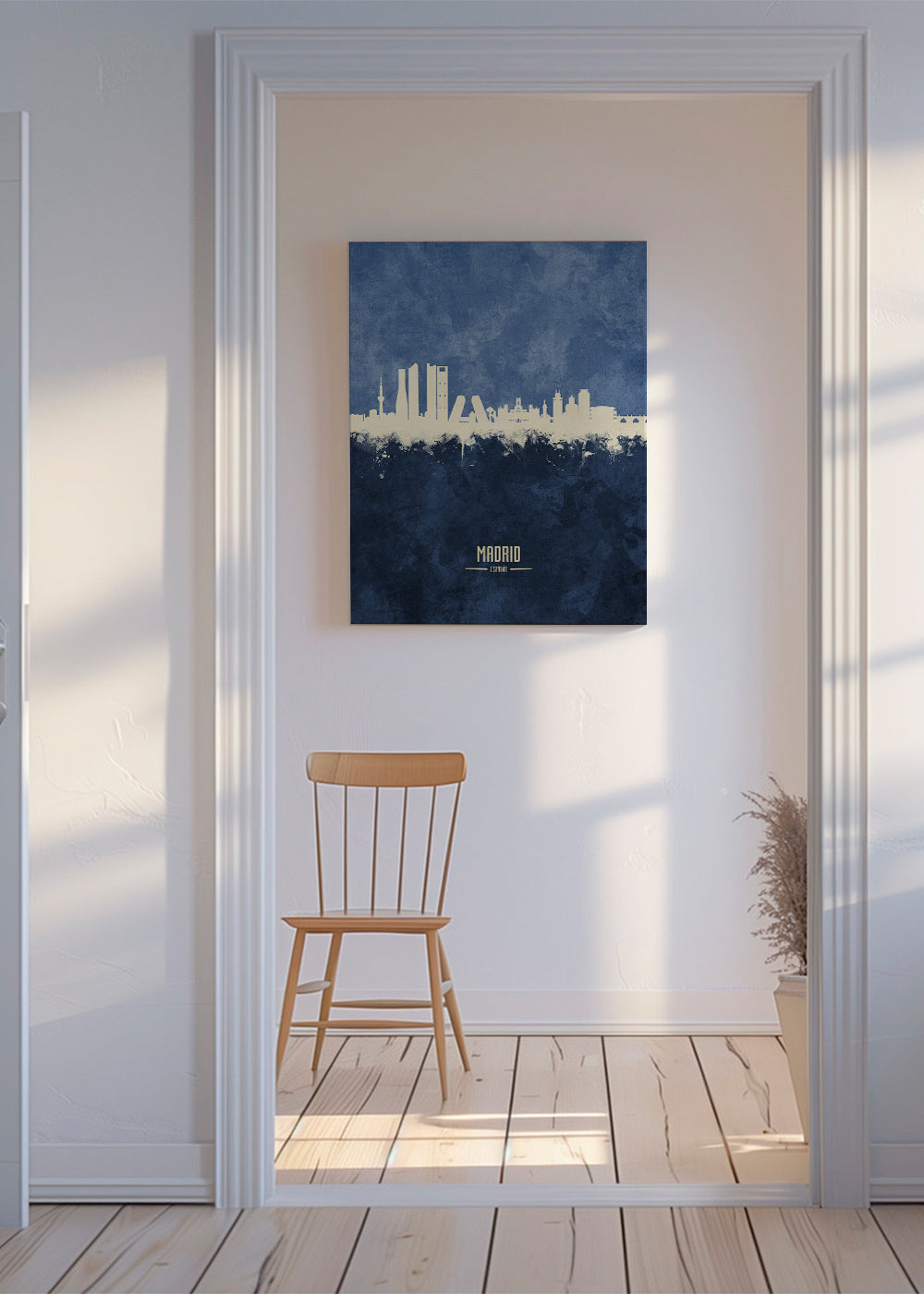 Madrid skyline blue