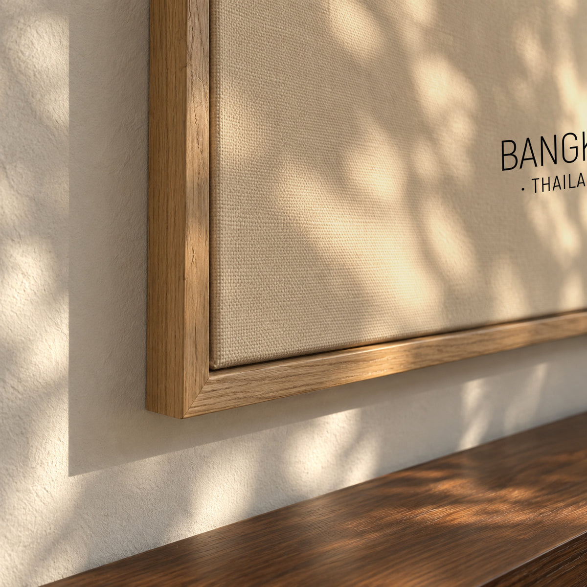 Bangkok Skyline beige - Framed canvas detail