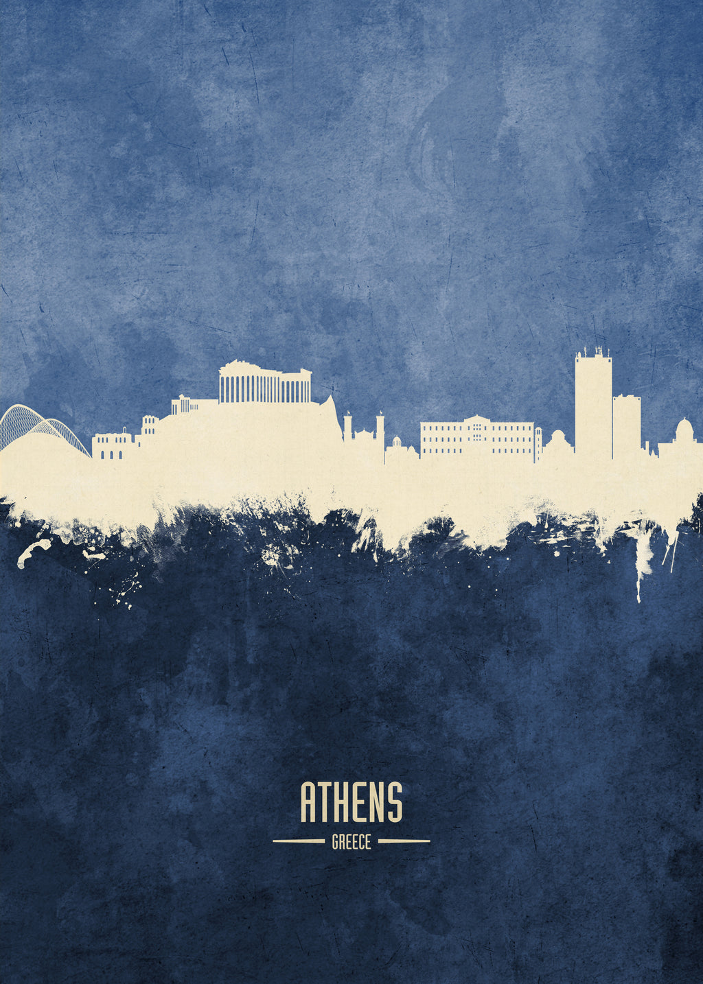 Athens Skyline azul - Unframed art print