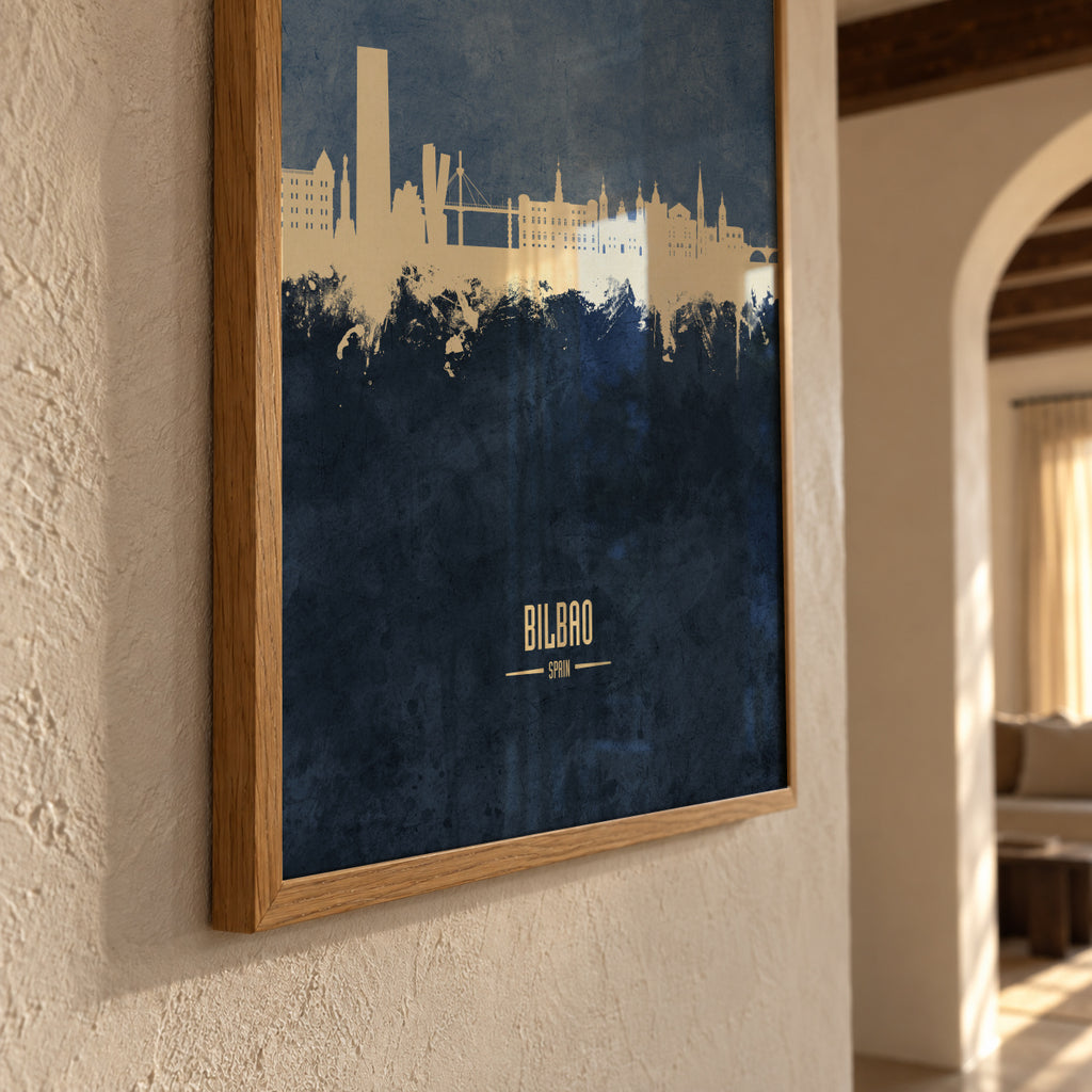 Bilbao Skyline azul - Framed poster detail