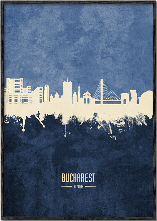 Bucharest Skyline blue
