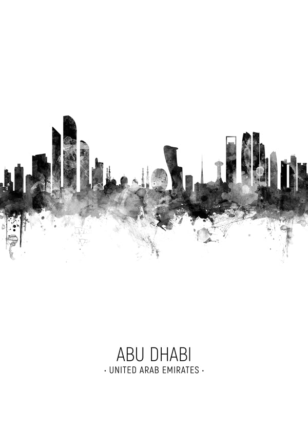 Abu Dhabi Skyline black and white