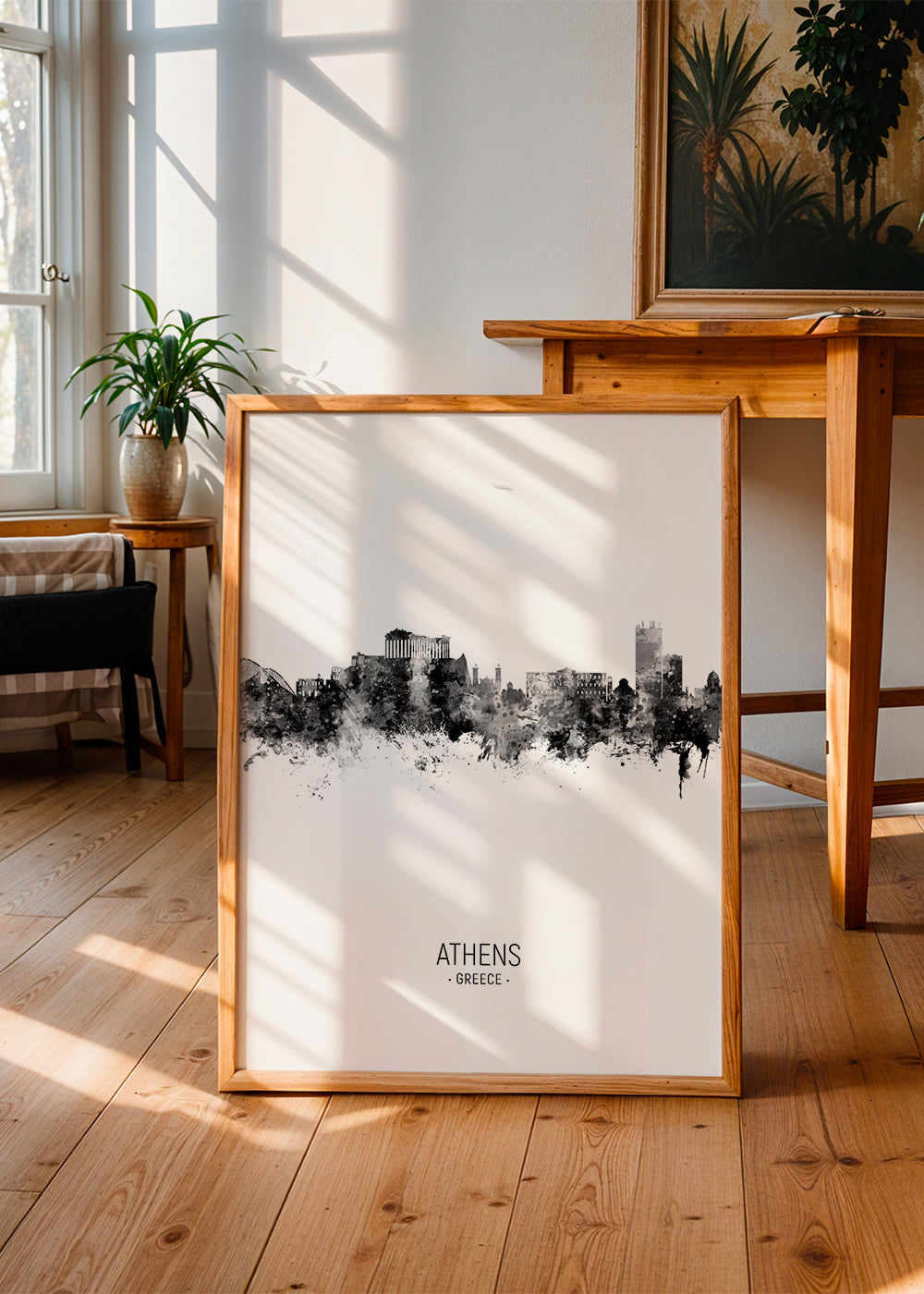 Athens Skyline black and white