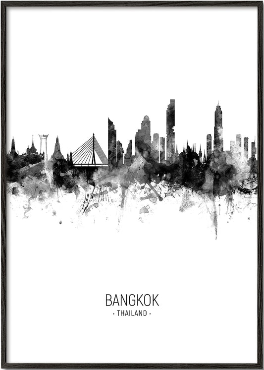 Bangkok Skyline black and white