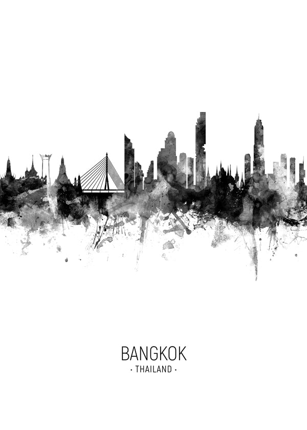 Bangkok Skyline black and white