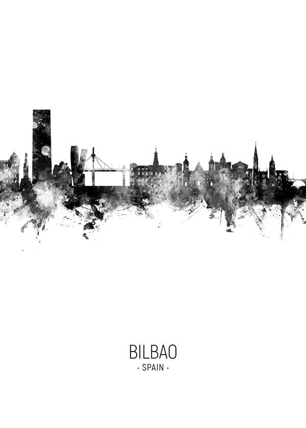Bilbao Skyline black and white