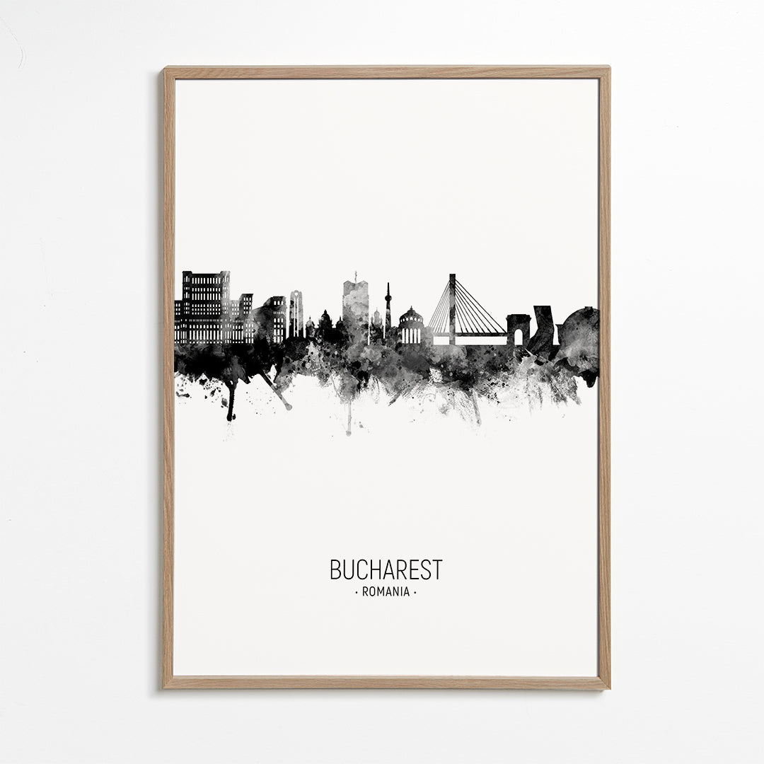 Bucharest Skyline black and white