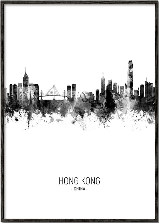 Hong Kong Skyline black and white