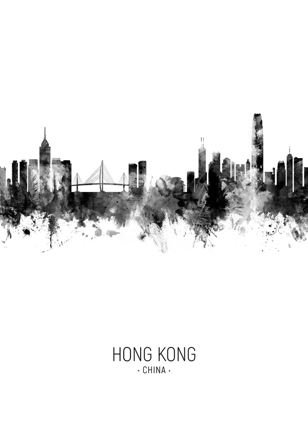 Hong Kong Skyline black and white