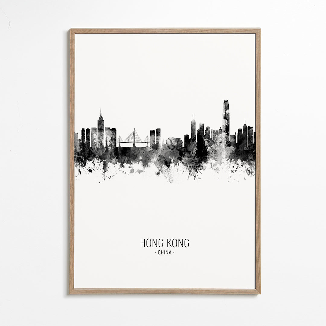 Hong Kong Skyline black and white