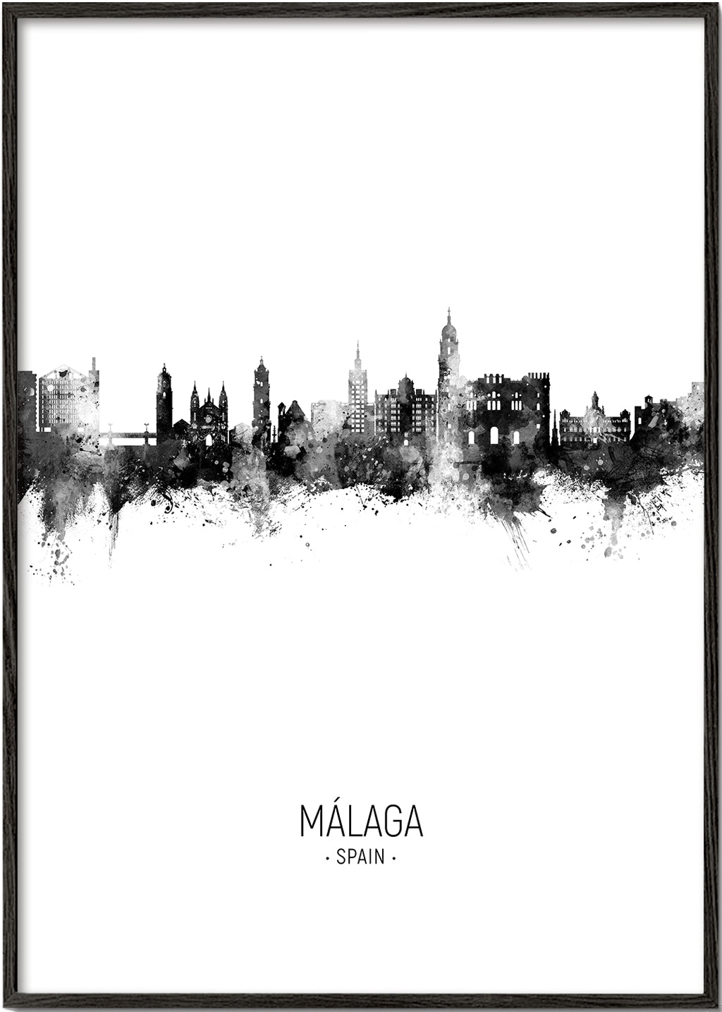 Málaga Skyline black and white