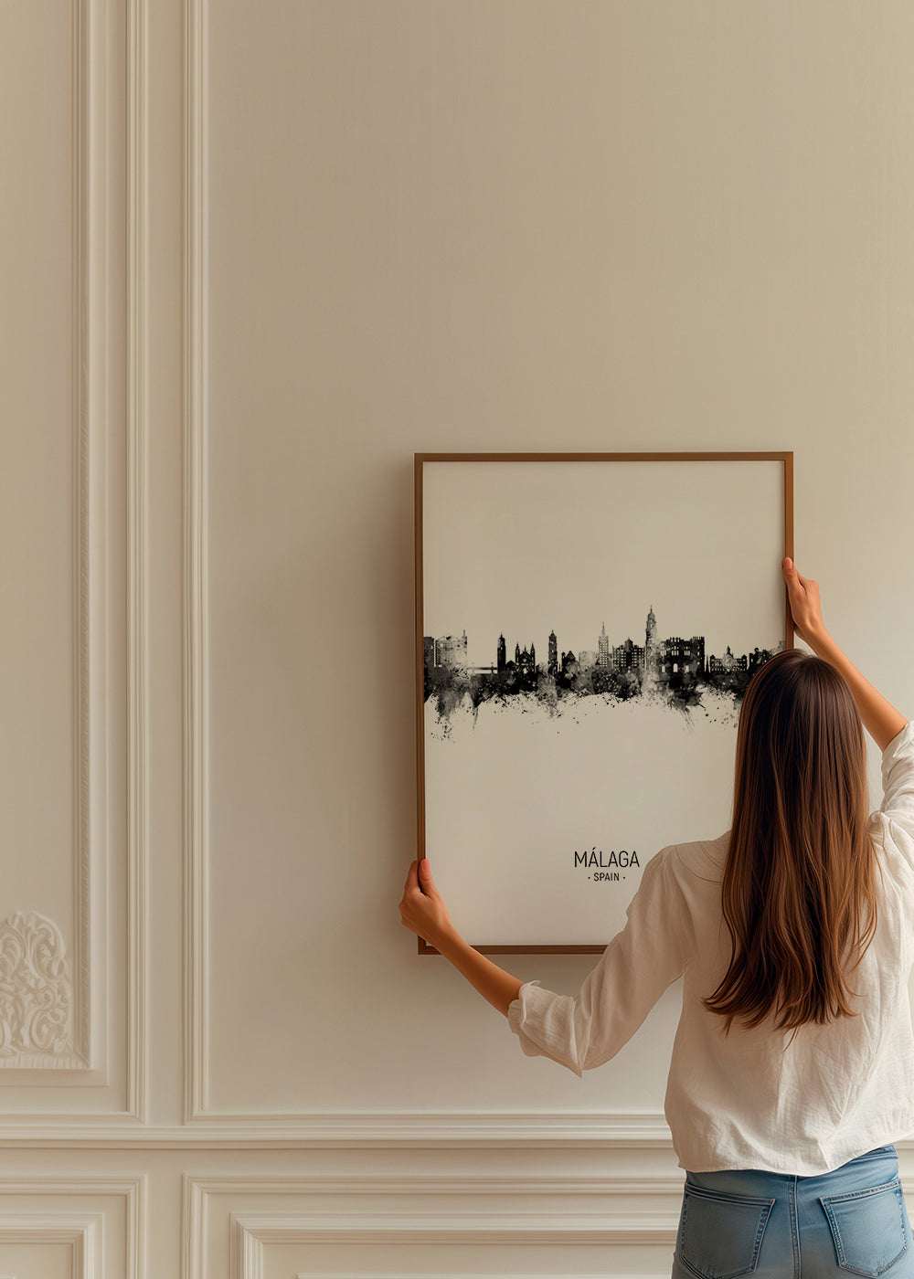 Málaga Skyline black and white