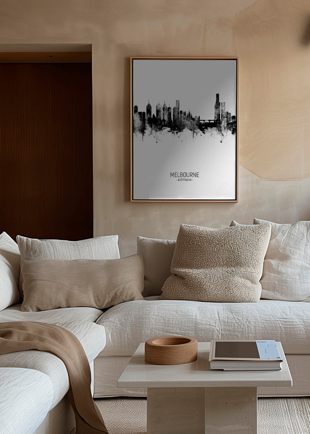 Melbourne Skyline black and white