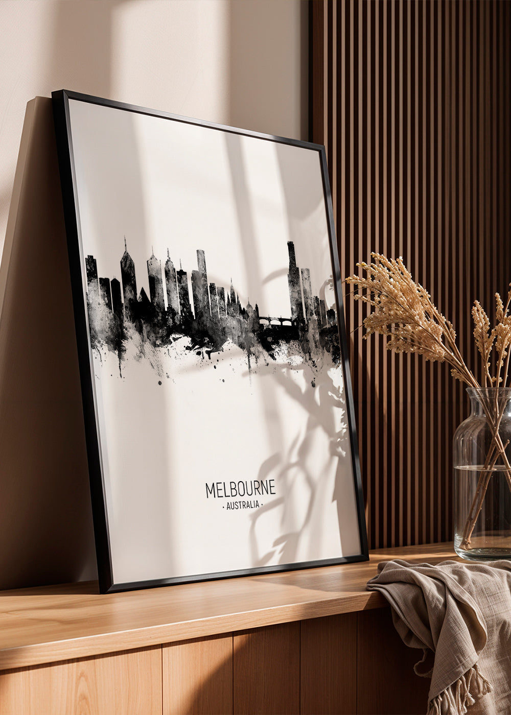 Melbourne Skyline black and white