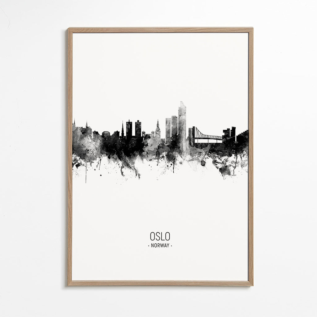 Oslo Skyline black and white