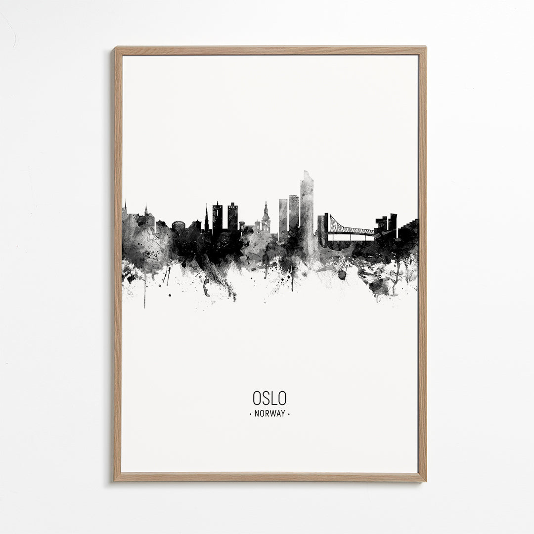 Oslo Skyline black and white