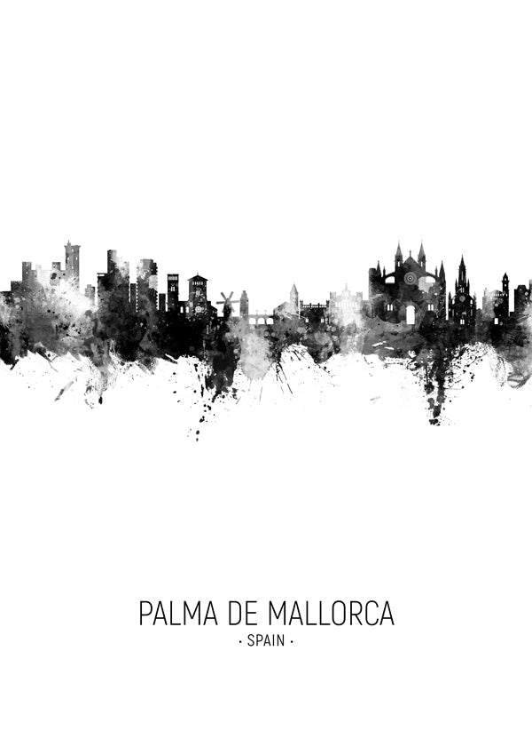 Palma de Mallorca Skyline black and white