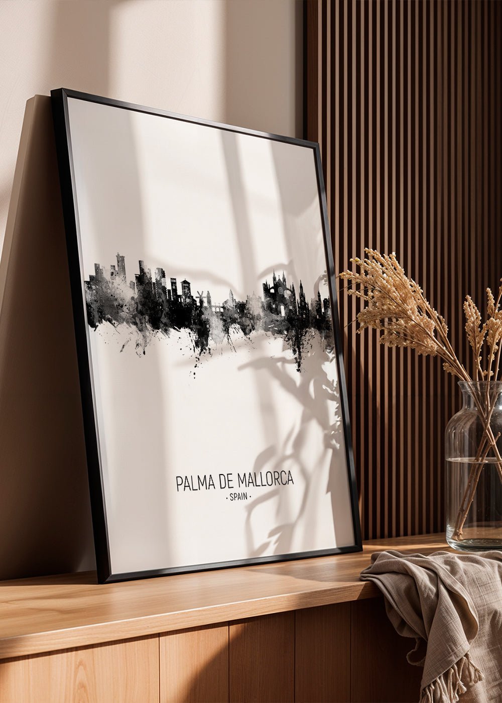 Palma de Mallorca Skyline black and white