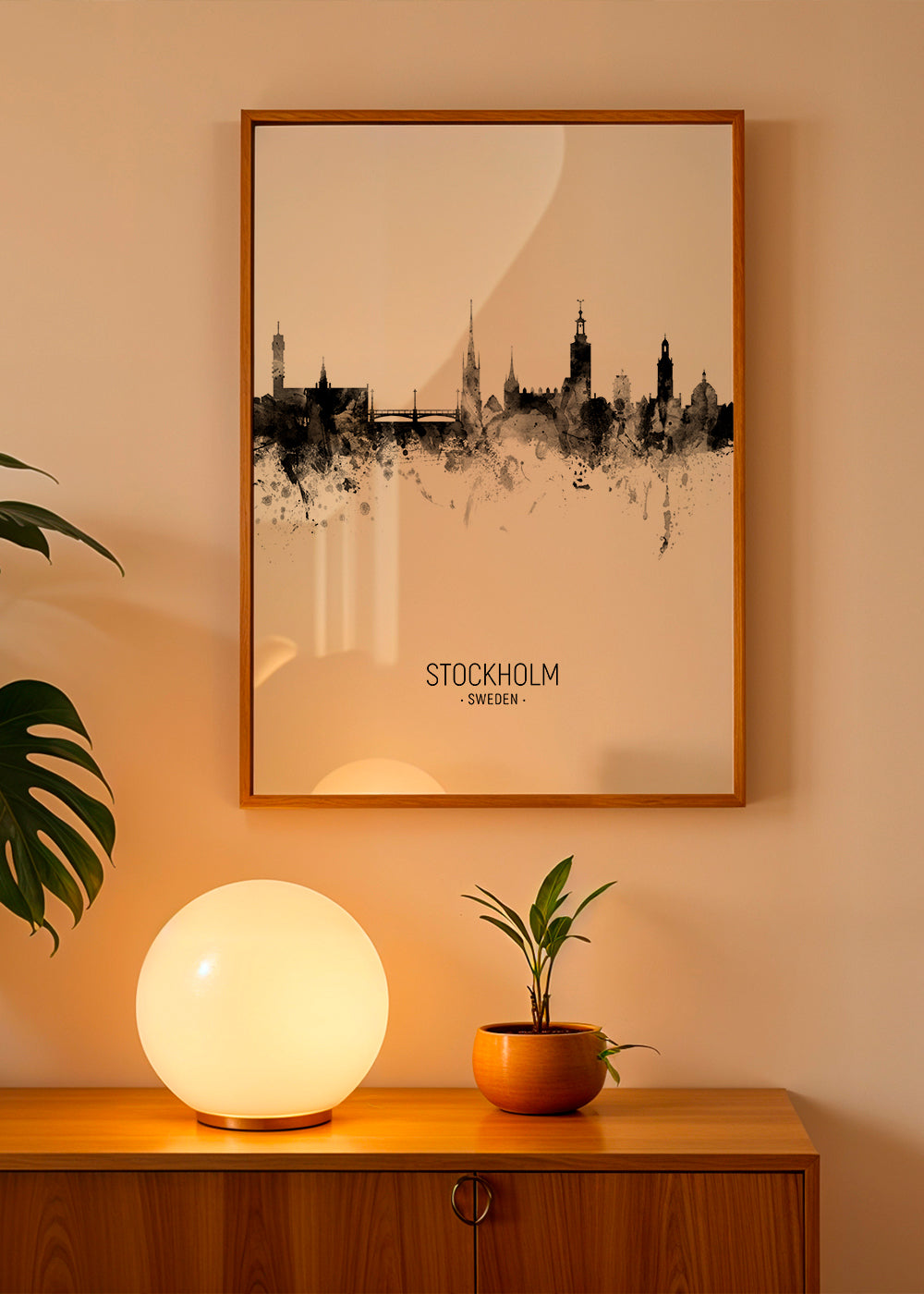 Stockholm Skyline black and white