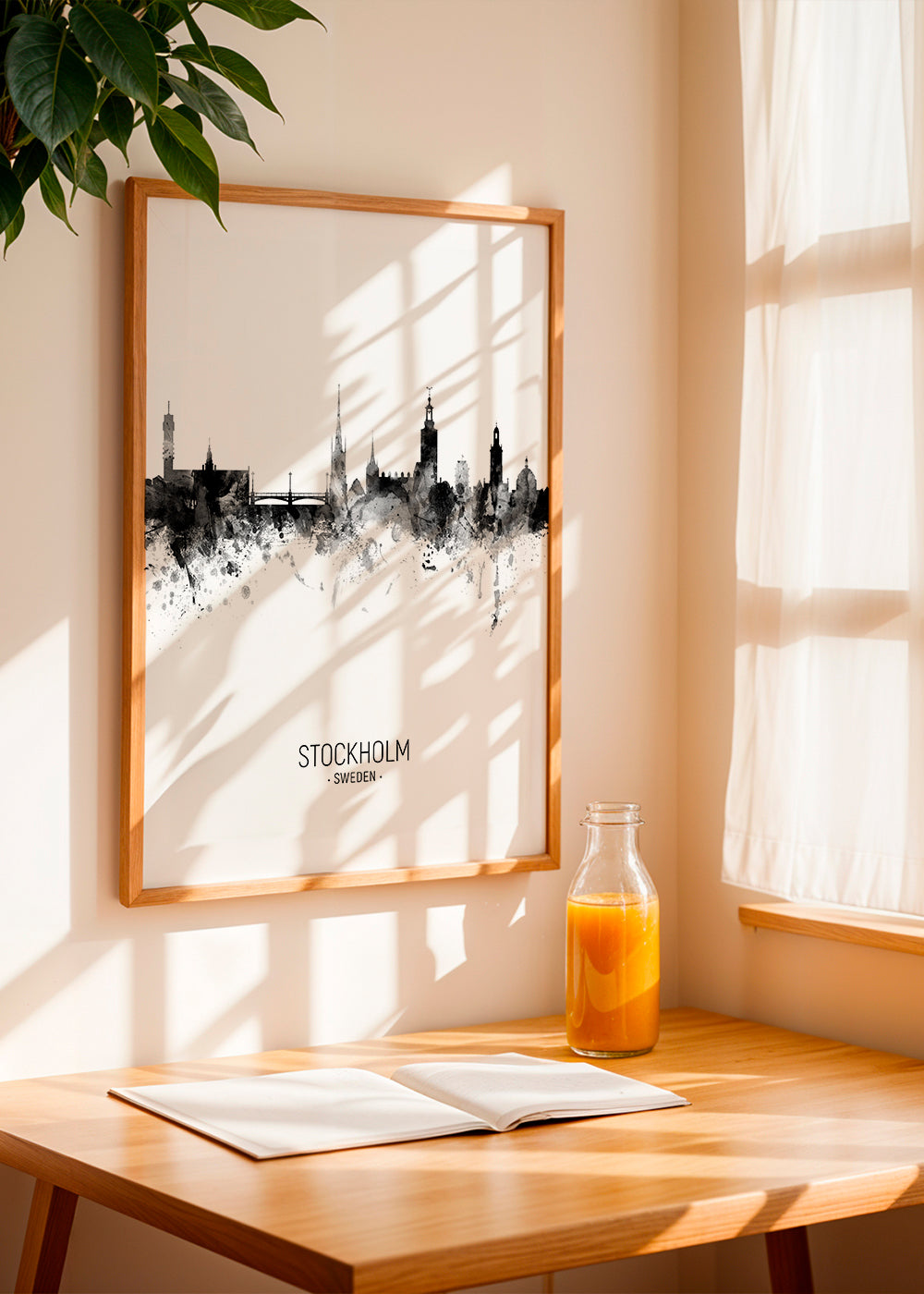 Stockholm Skyline black and white