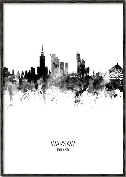 Warsaw Skyline black and white