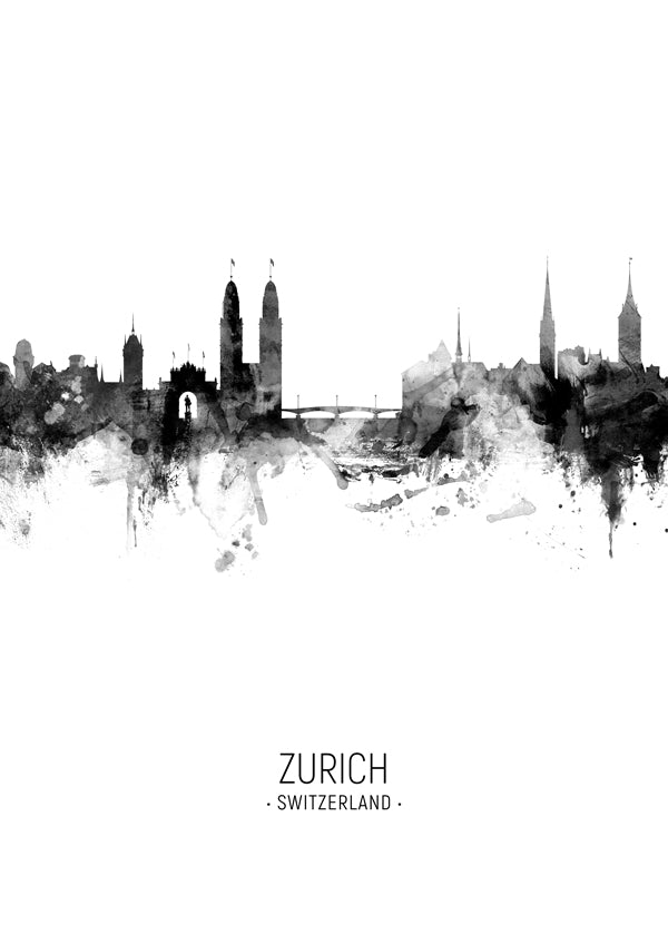 Zurich Skyline black and white