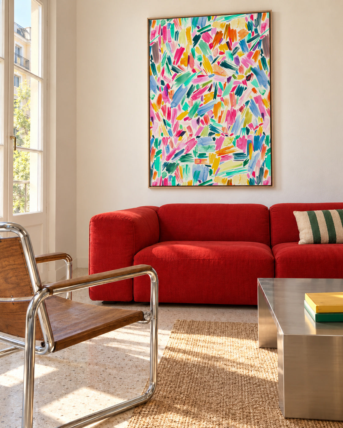 Simple Pleasure Pink Dreaming Gaudi - Framed canvas in an interior