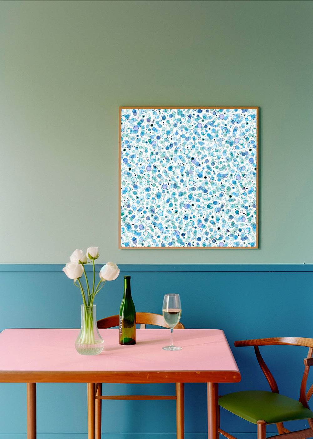 Cosmic Bubbles Blue Square