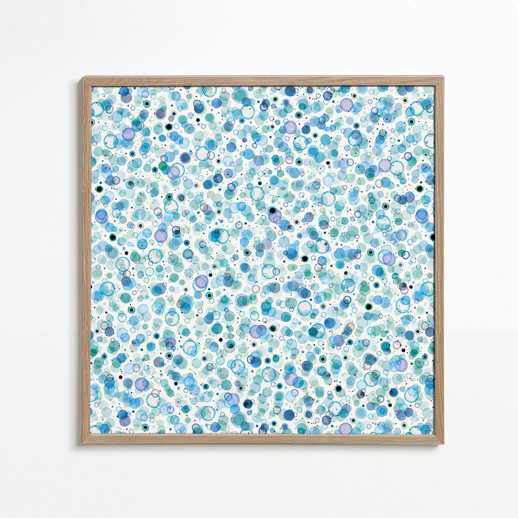 Cosmic Bubbles Blue Square