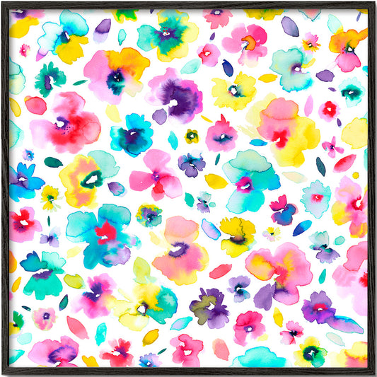 Tropical Flowers Multicolored Square