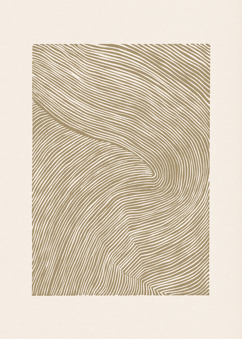 Stripes linocut Nº4 - Ochre - Unframed art print